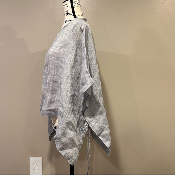 Eileen Fisher Side Tie Gauze Handkerchief Poncho - Picture 6 of 9